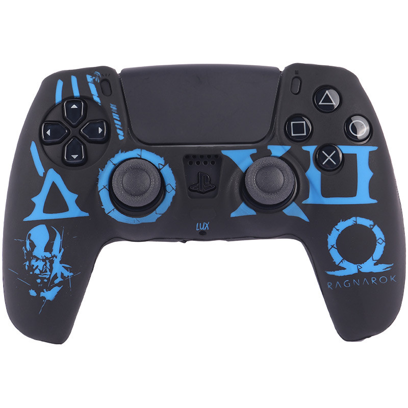 1696947589_rduyqbgzr روکش دسته بازی Deadskull PS5 طرح God Of War Ragnarok زمینه آبی مشکی - Image 1